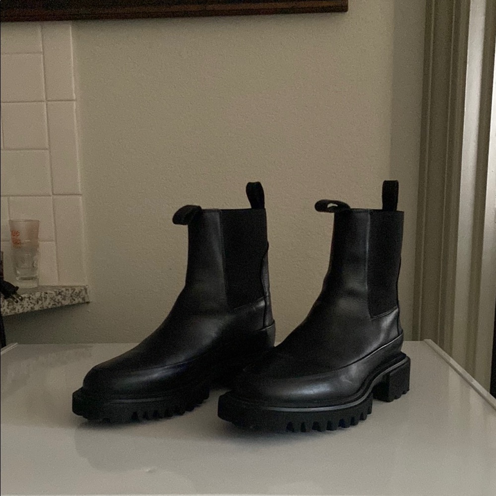 All Saints Black Leather Ankle Booties